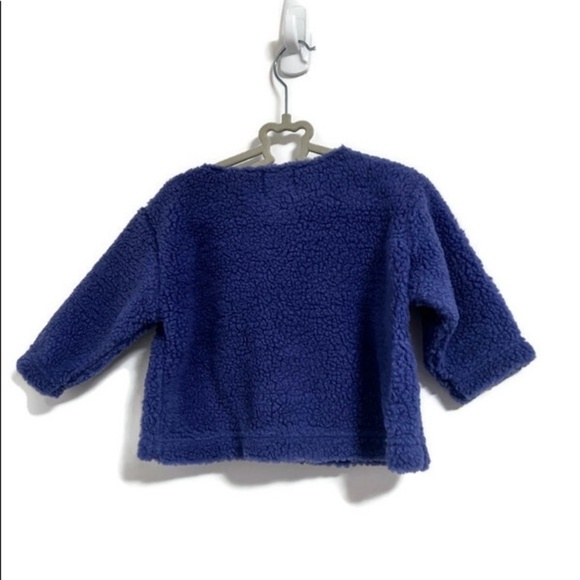 NWT Gap Kids Fuzzy Teddy Snap Cardigan, periwinkle, small 3-6 months - Picture 4 of 6